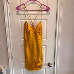 Yellow Spaghetti Strap Mini Dress